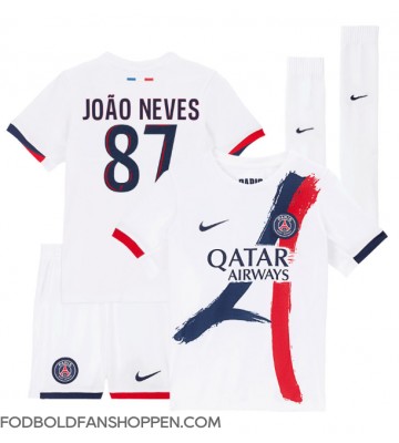 Paris Saint-Germain Joao Neves #87 Udebanetrøje Børn 2024-25 Kortærmet (+ Korte bukser)